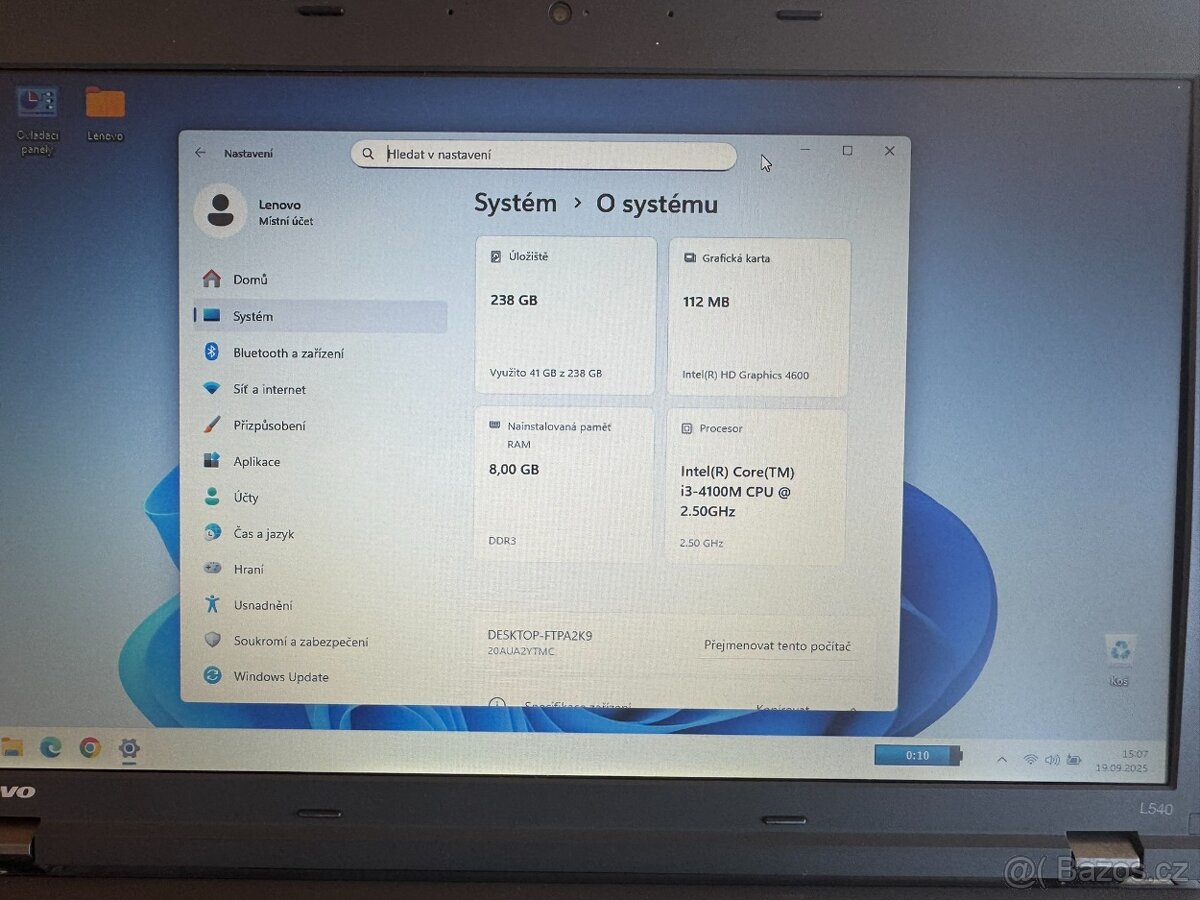 Lenovo Thinkpad L540, SSD disk, Windows 11, záruka - 5