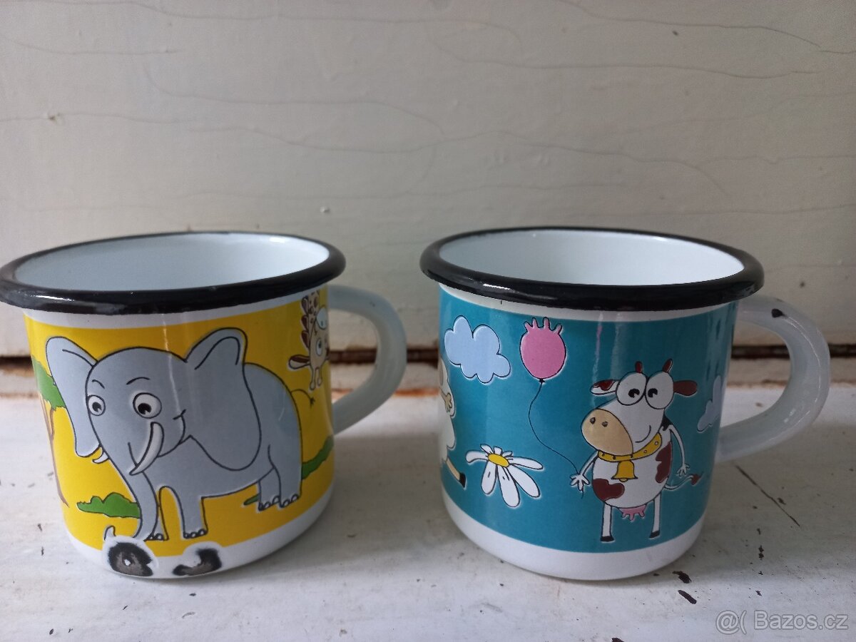 2x hrnek s puntíky +2x plecháček pro děti - 5