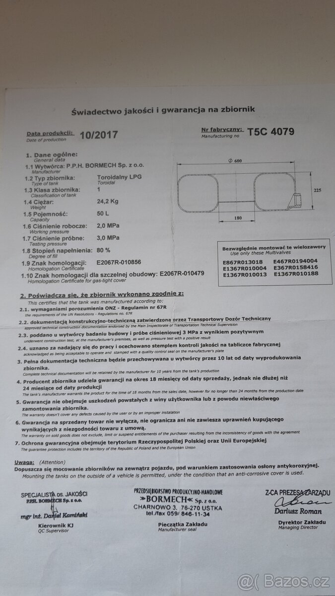 LPG systém + nádrž 50l 10/27 - 5
