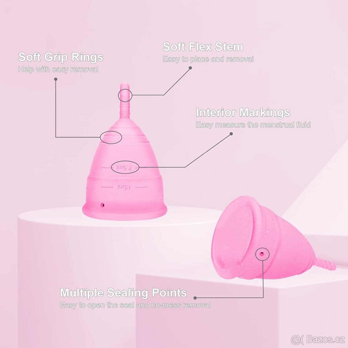 Sada menstruačních kalíšků (vel.S a L) s příslušenstvím NOVÉ - 5