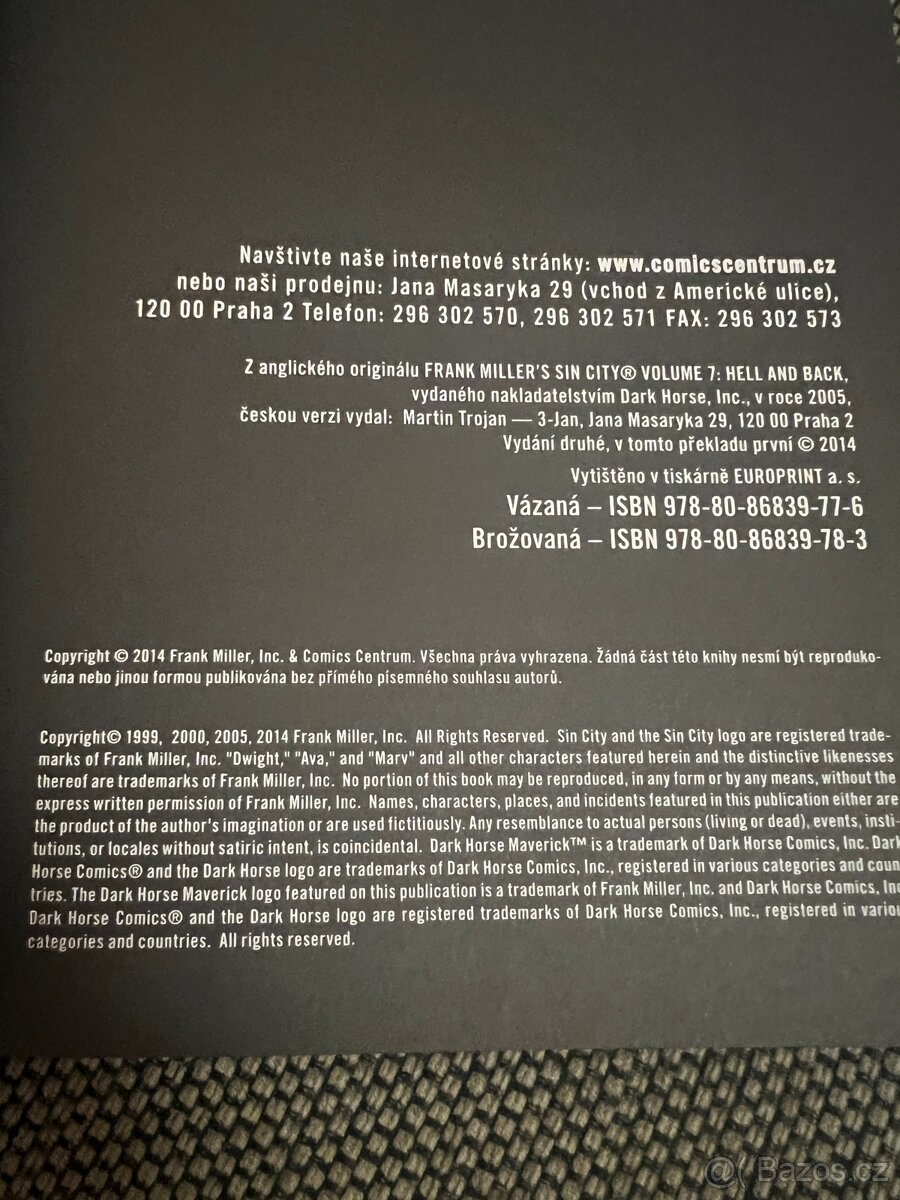 Prodám komiksové knihy Sin City 1, 2, 3, 5, 6, 7 - 5