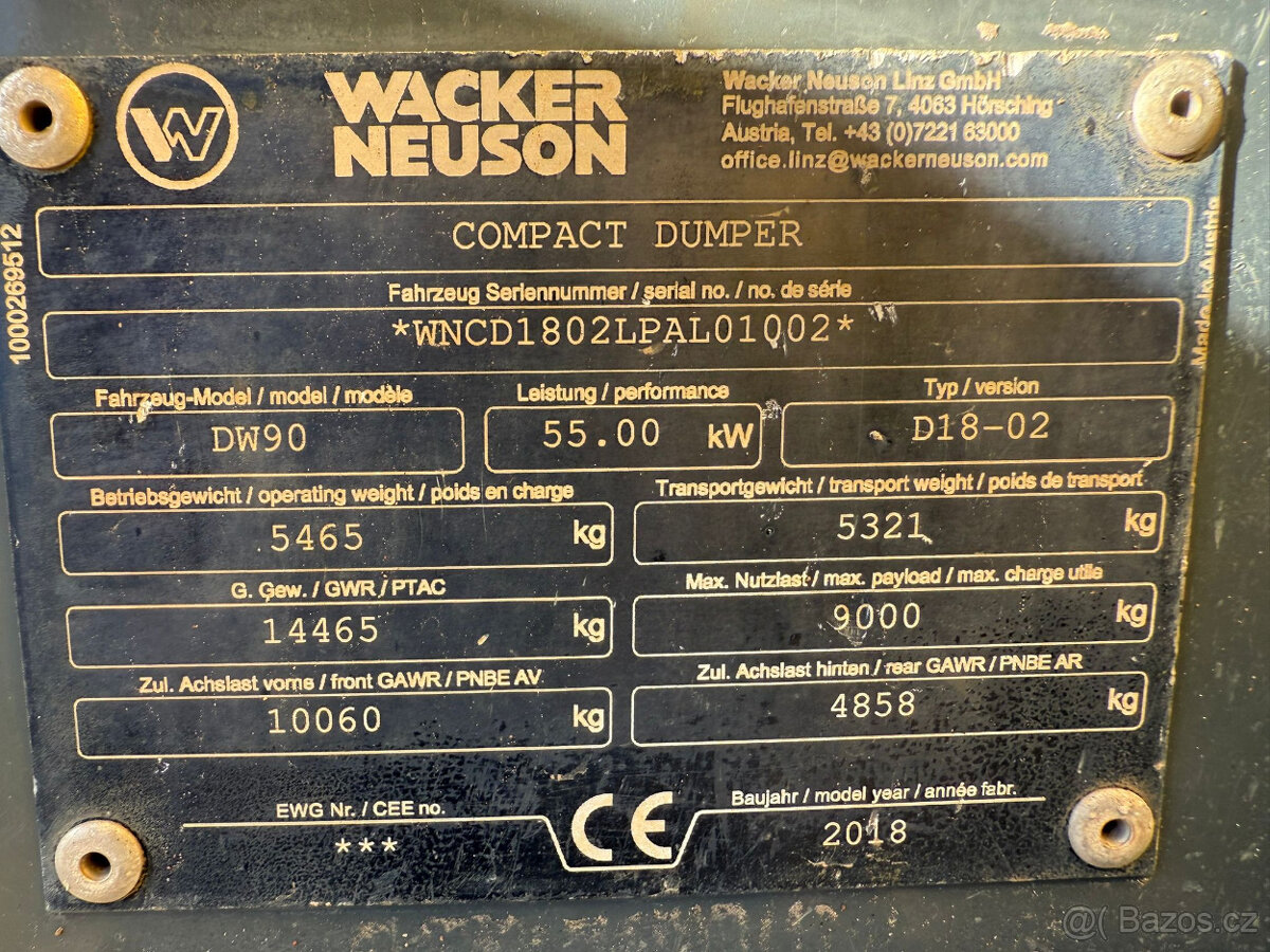 PRODÁM DEMPR WACKER NEUSON DW90 MOŽNOST CZ SPZ - 5