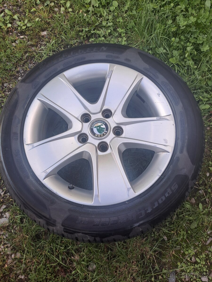 Alu kola 5x112 originál Škoda Octavia II 205/55 R16 - 5