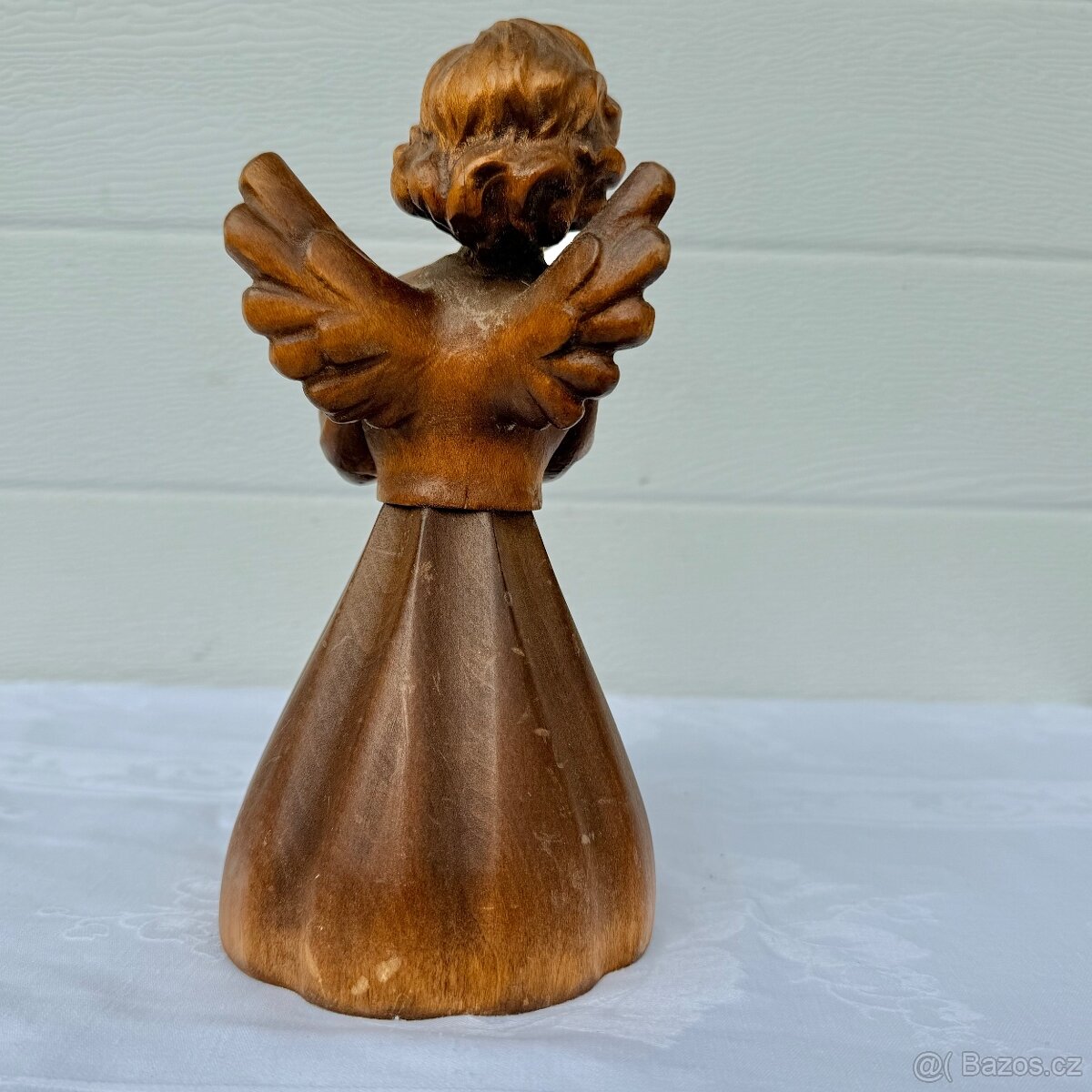 Dřevěná socha anděl svícen světlonoš - 5