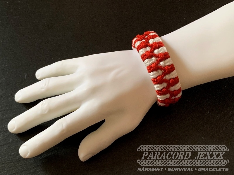 Paracord náramek (18 cm) red - white - 5
