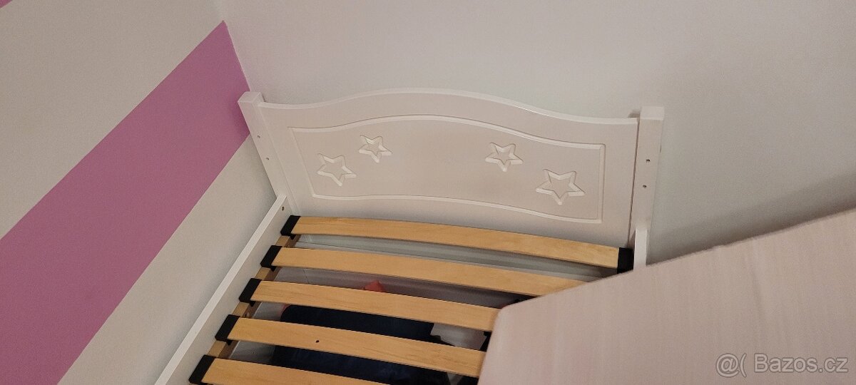 Dětská bila postel s hvězdičkama s šuplíkem - 5