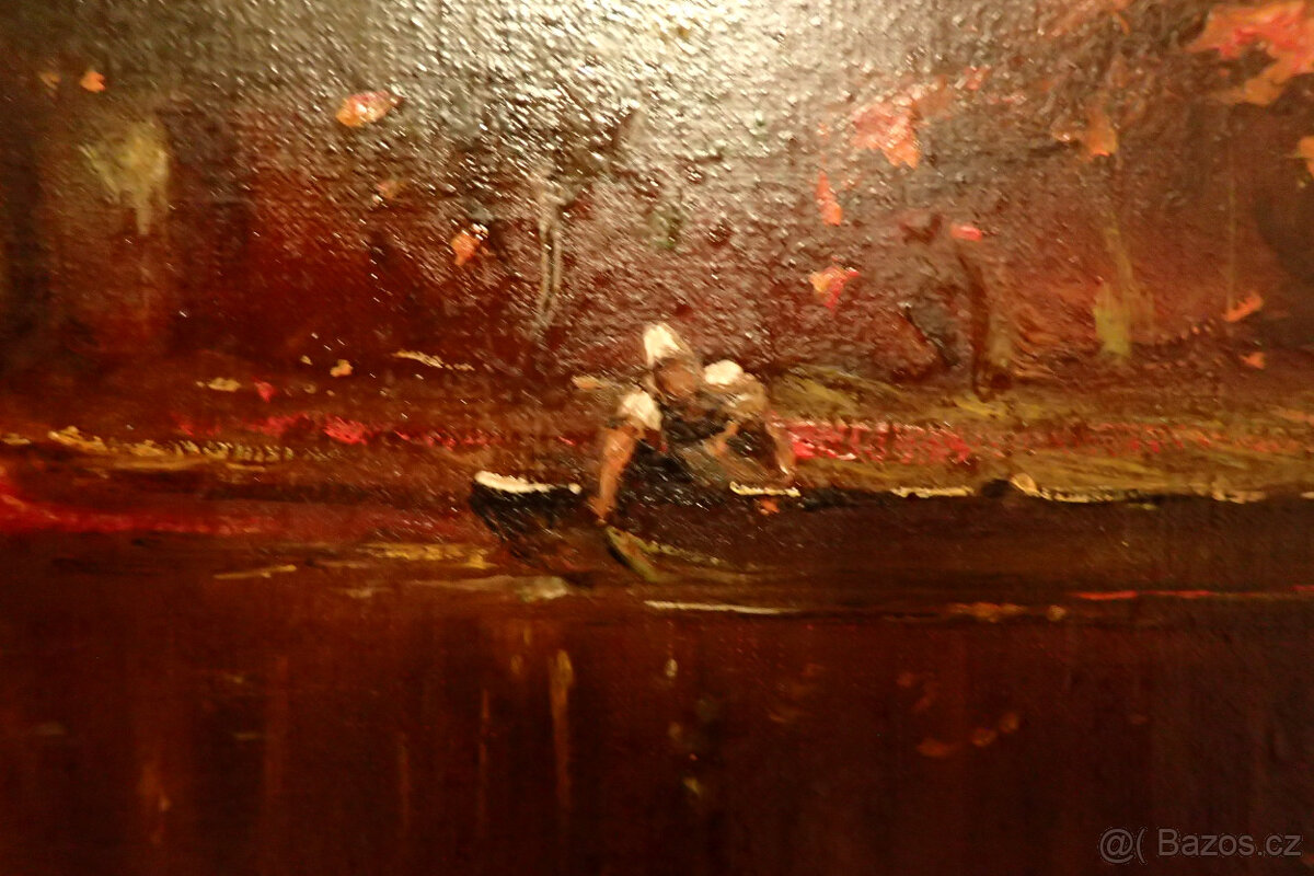 Jos. Franze - Podzim u řeky - 1928 -aukční Obraz - 5