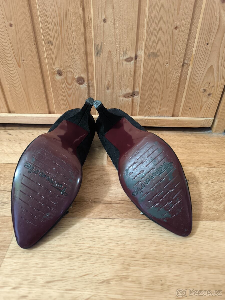 Černé semišové lodičky Tamaris,vel.40 - 5