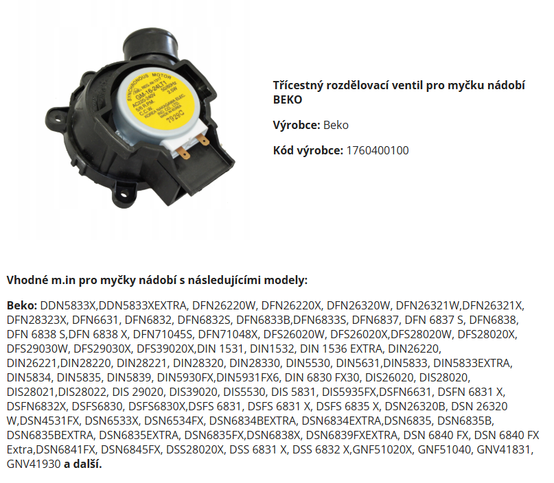 Třícestný ventil čerpadla myčky BEKO GM-16-24LT1 - 5