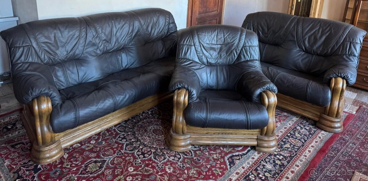 Rustikální kožená sedací souprava,6089 - 5