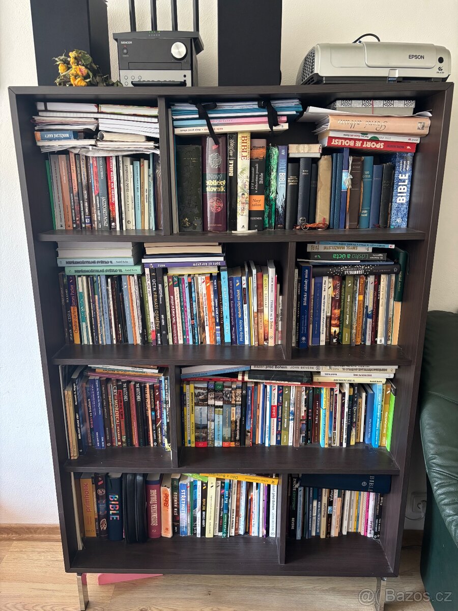 Knihovna tmavé hnědá se stříbrnými nožkami - 5