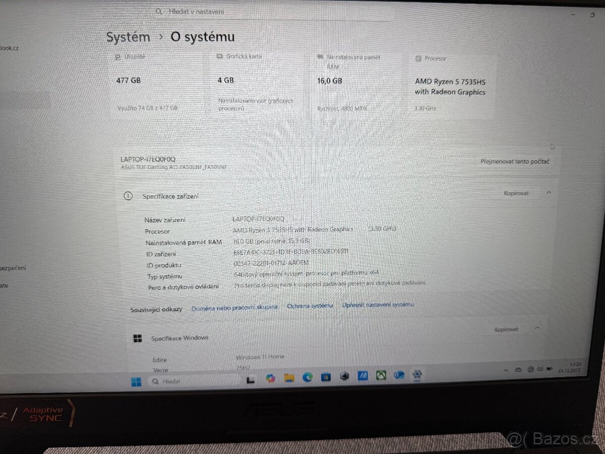 Herní notebook ASUS TUF - jen vybalený a v záruce - 5