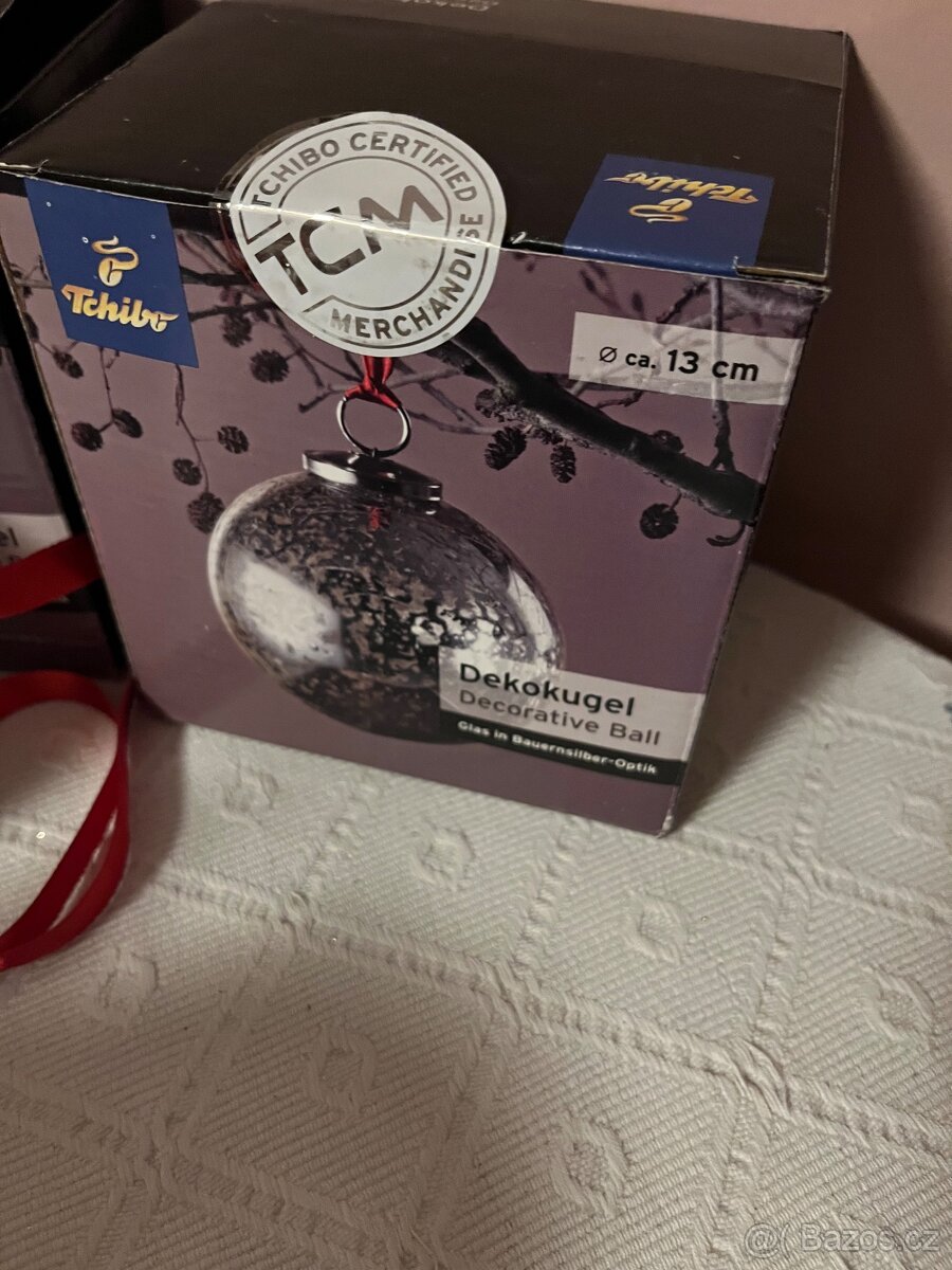 Vánoční koule sklo Tchibo nové 13 cm 2 X - 5