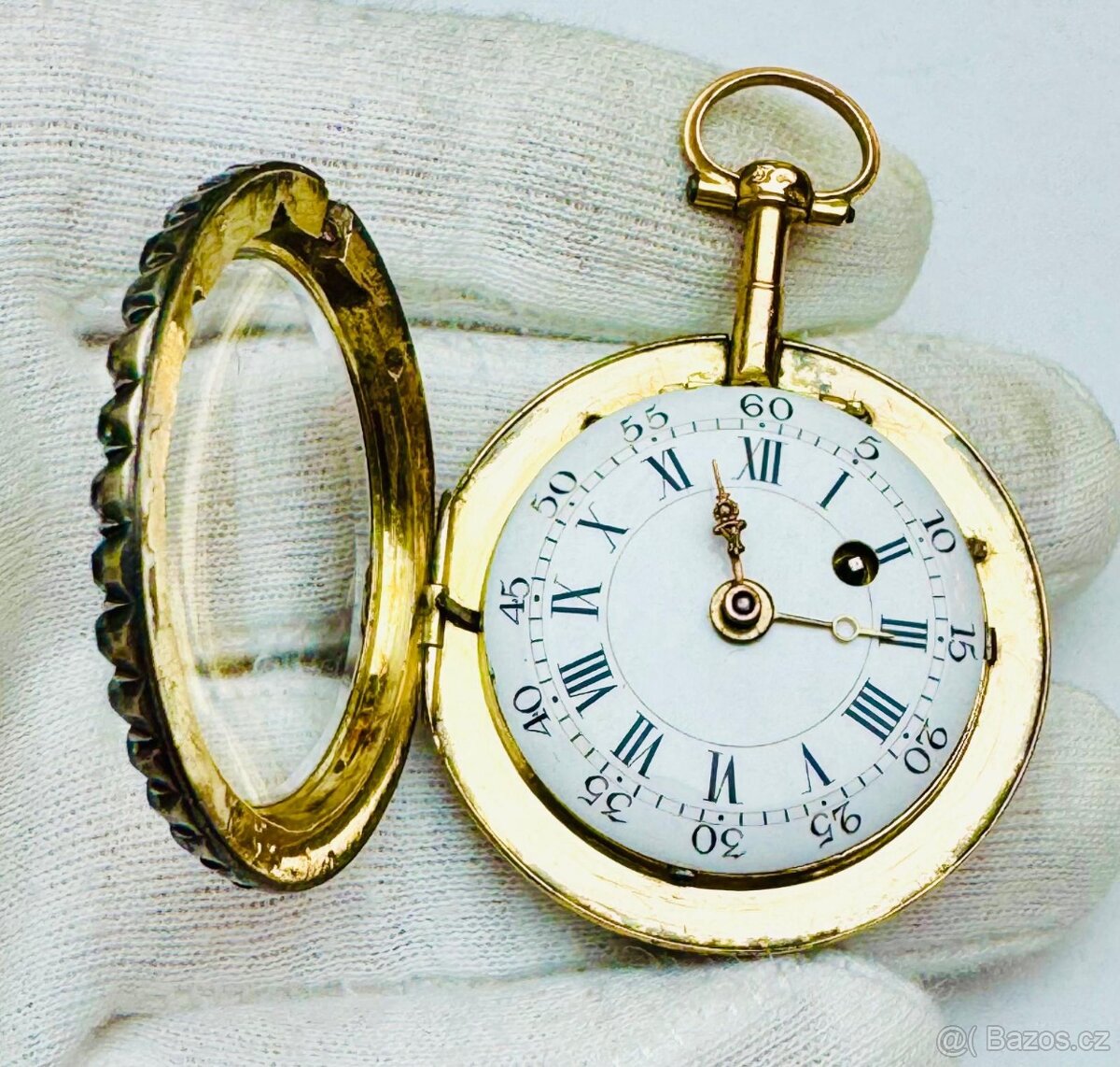 NÁDHERNÉ 18K CELO ZLATÉ PÁNSKÉ ŠPINDLOVKY SE SMALTEM V TOP S - 5