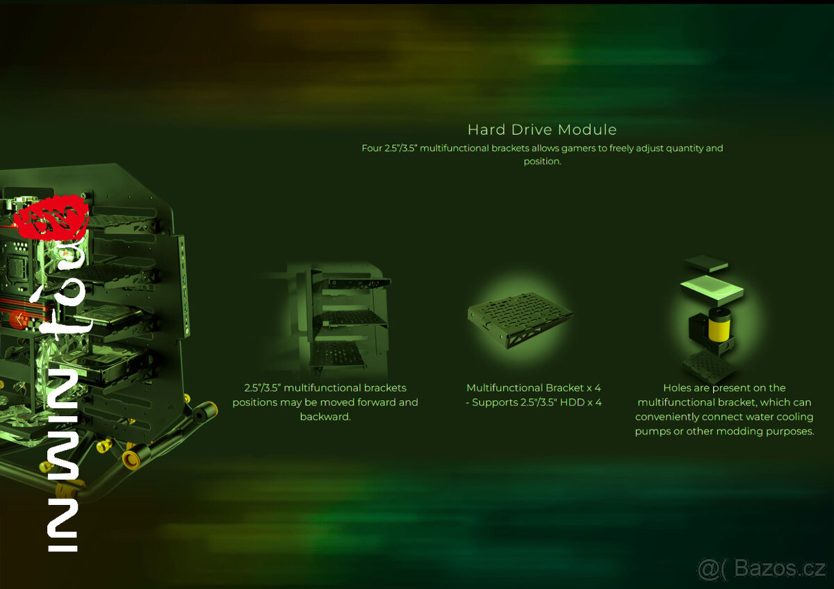 In Win D-FRAME 2.0 black/green + 1065W zdroj D-FRAME 2.0 - 5