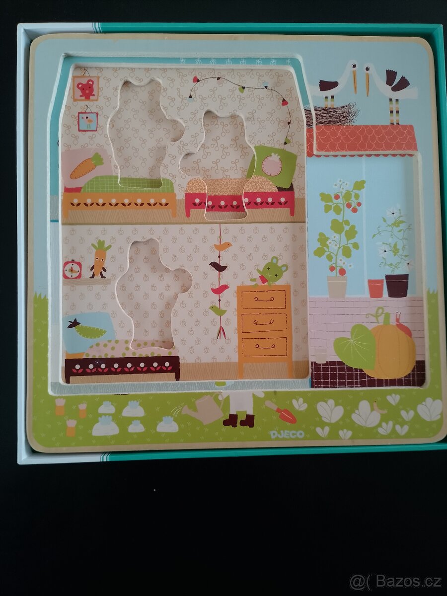 Puzzle Djeco - Zajíci - 3 vrstvy, dřevěné - 5