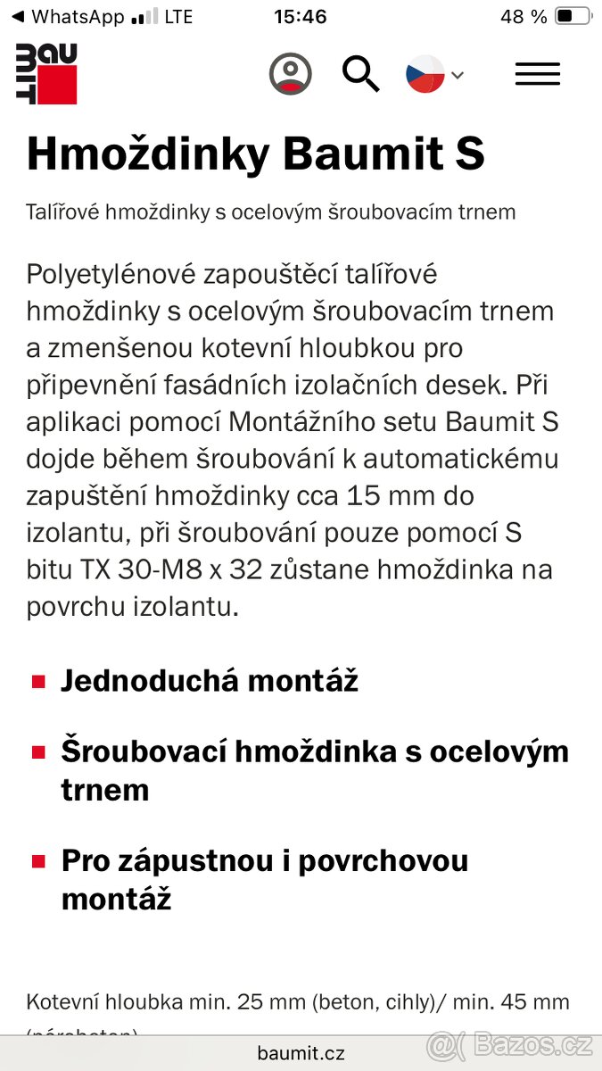 Hmoždinky Baumit S - 5