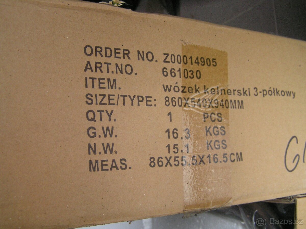 Nerezový tří policový gastro vozík - 5