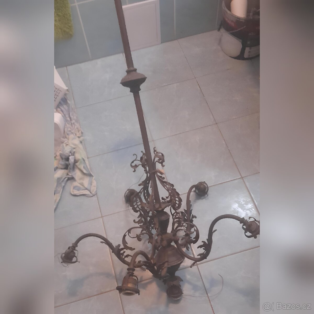 Starožitný bronzový lustr - 5