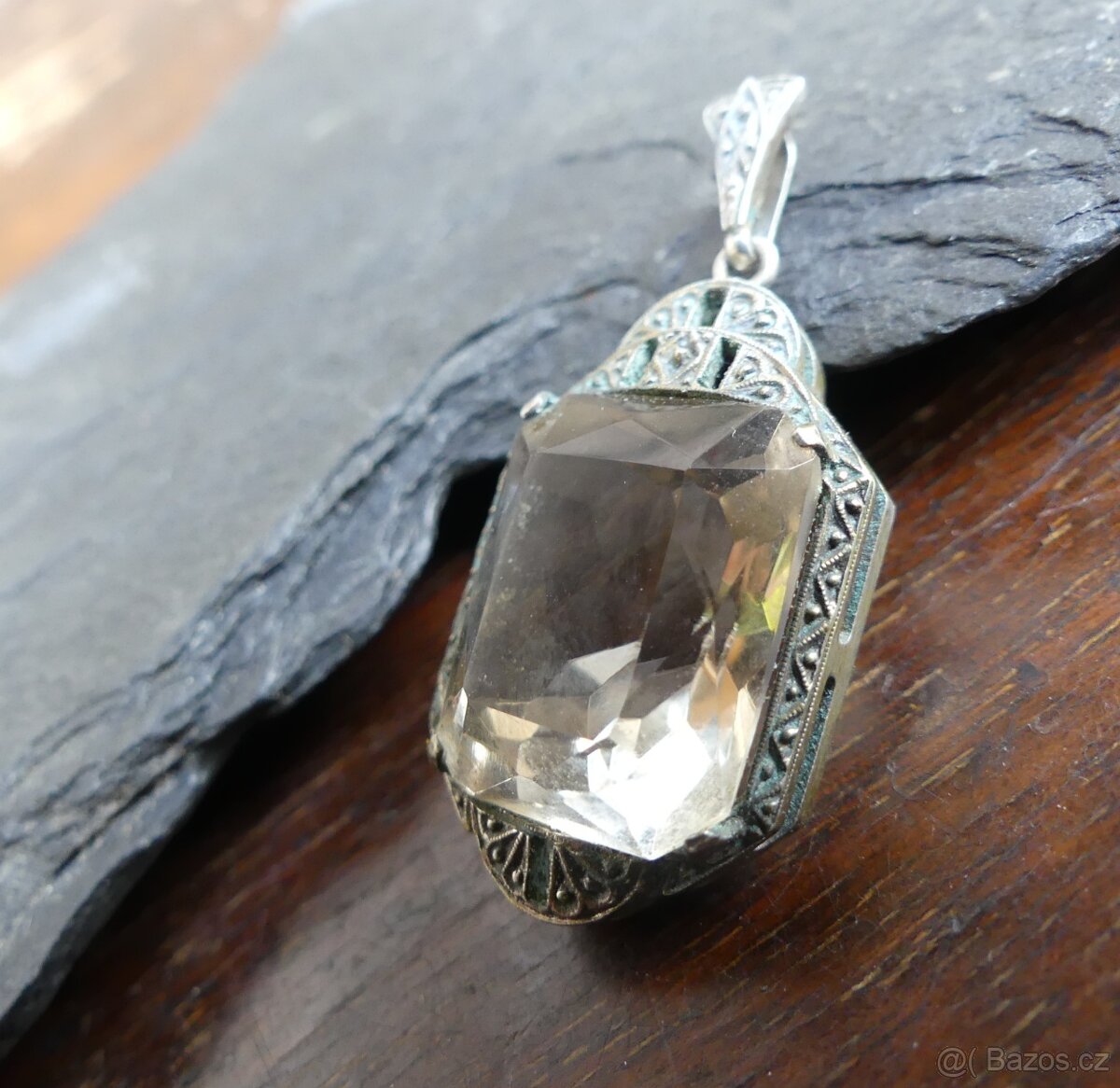 Starožitný stříbrný Art Deco přívěšek - 5