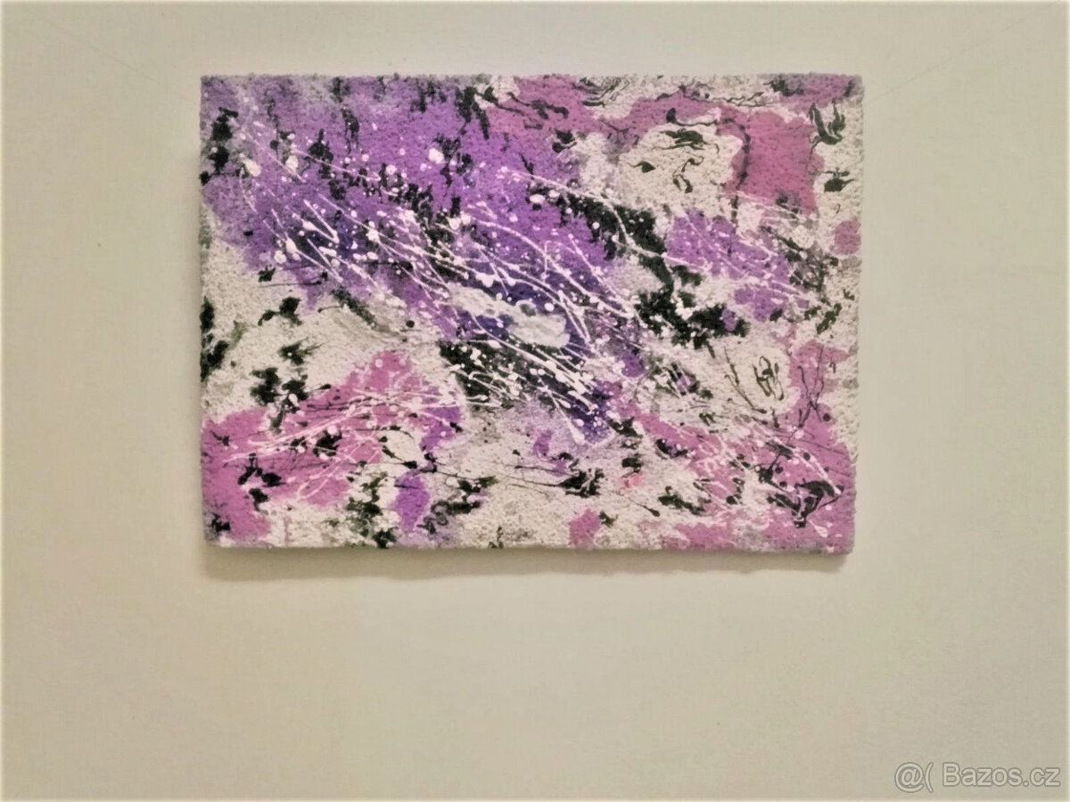 NOVÝ - obraz z kamínků malba - fialový - 5