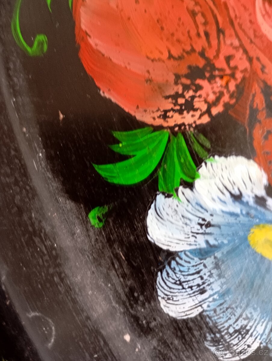 Starožitný ručně malovaný podnos - 5