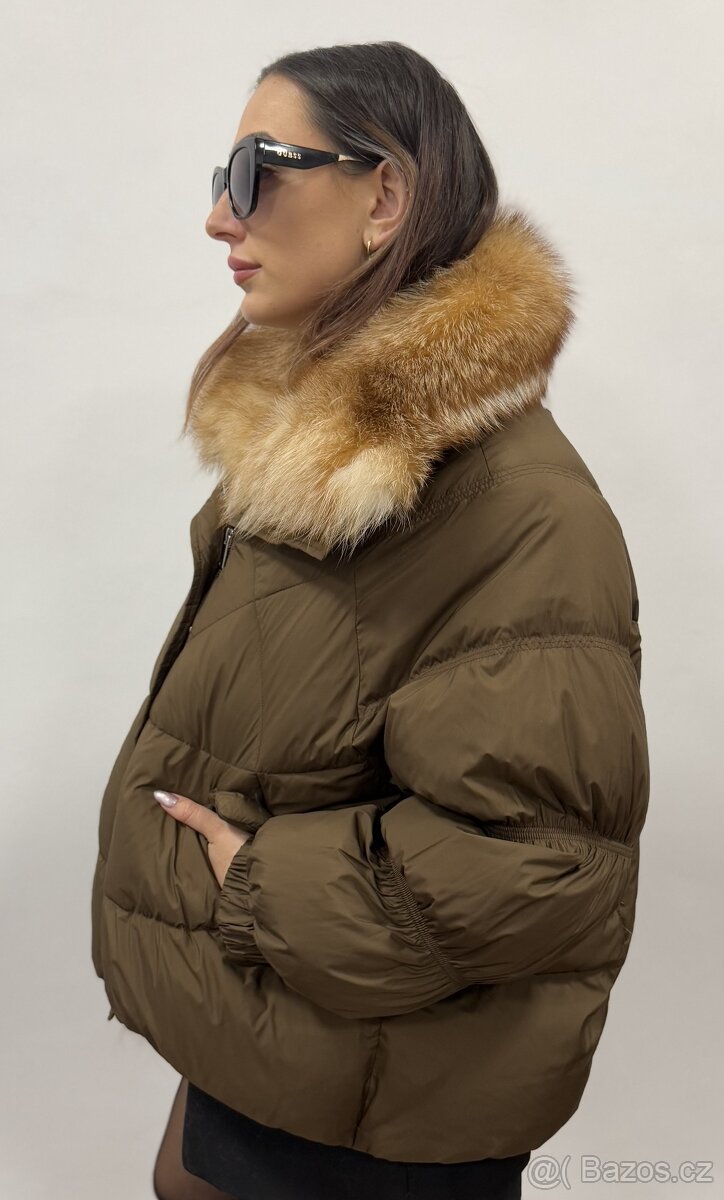 Dámská péřová bunda s pravou liščí kožešinou - 5