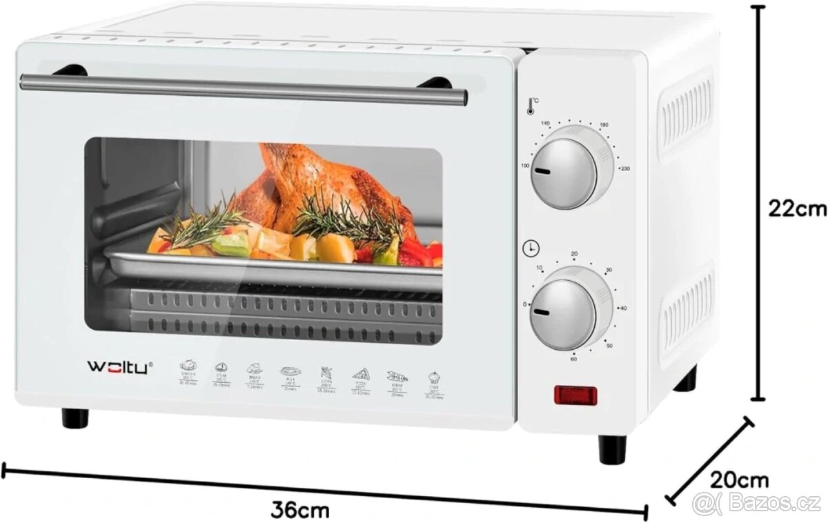 WOLTU mini trouba 10 l,trouba na pizzu, 100-230 °C - 5