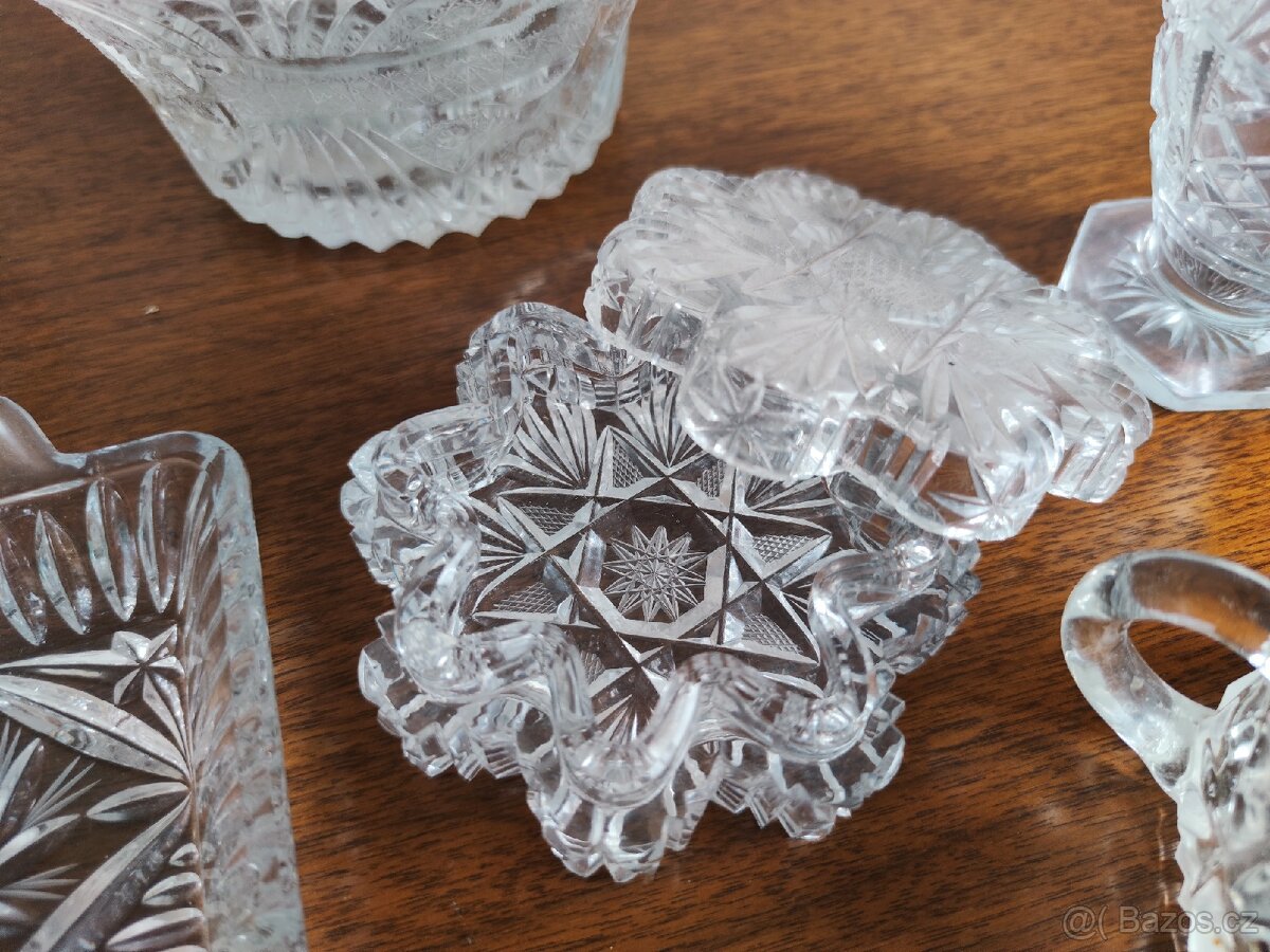 Broušené sklo vintage-ruzné - 5