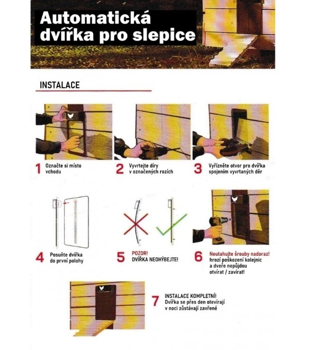 automatická dvířka pro slepice - hnědá - 5