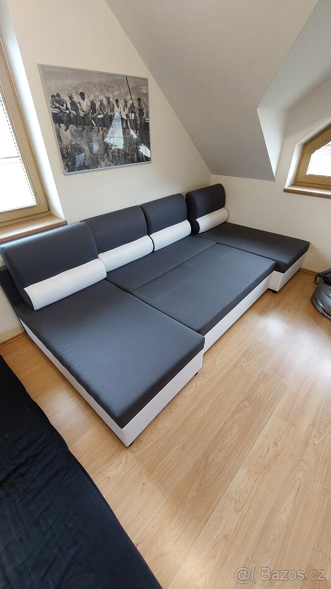 Sedací souprava šedo - bílá - 5