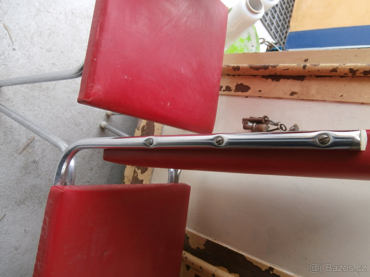 Židle 3 kusy kovová čalouněná RETRO celek za 500 kč - 5