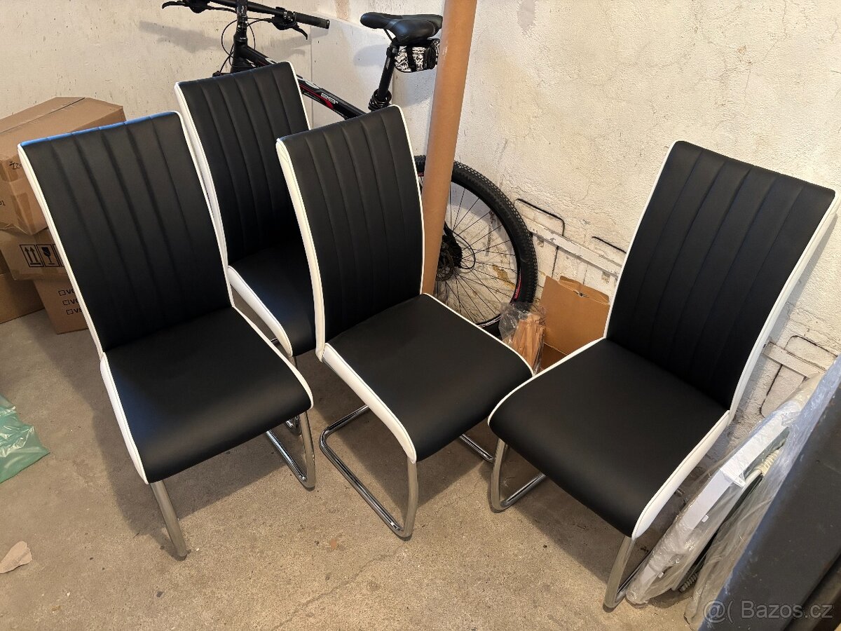 Jídelní židle Vertical, černá/bílá ekokůže - 5