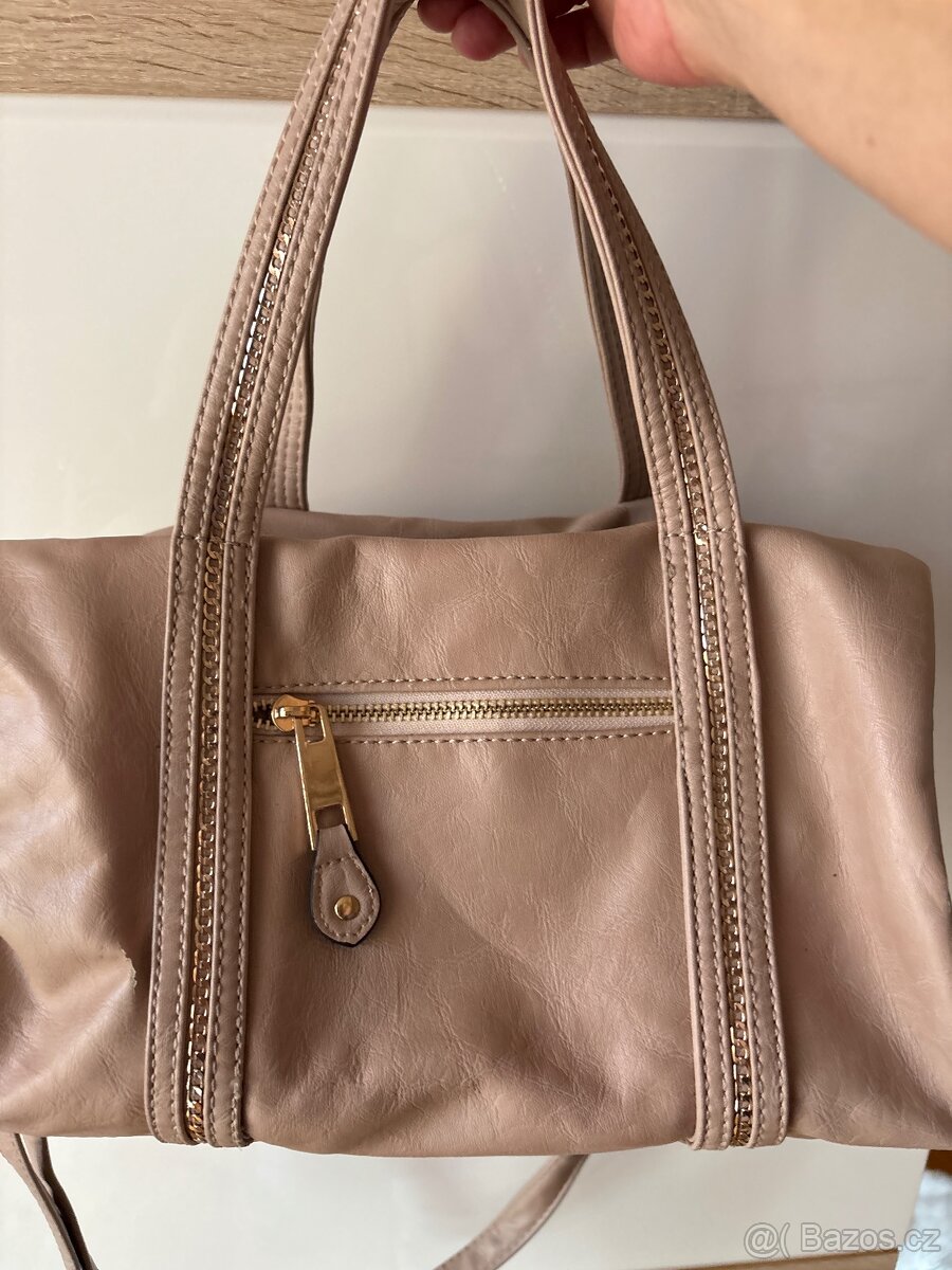 Kožená kabelka pudrová růžová - 5
