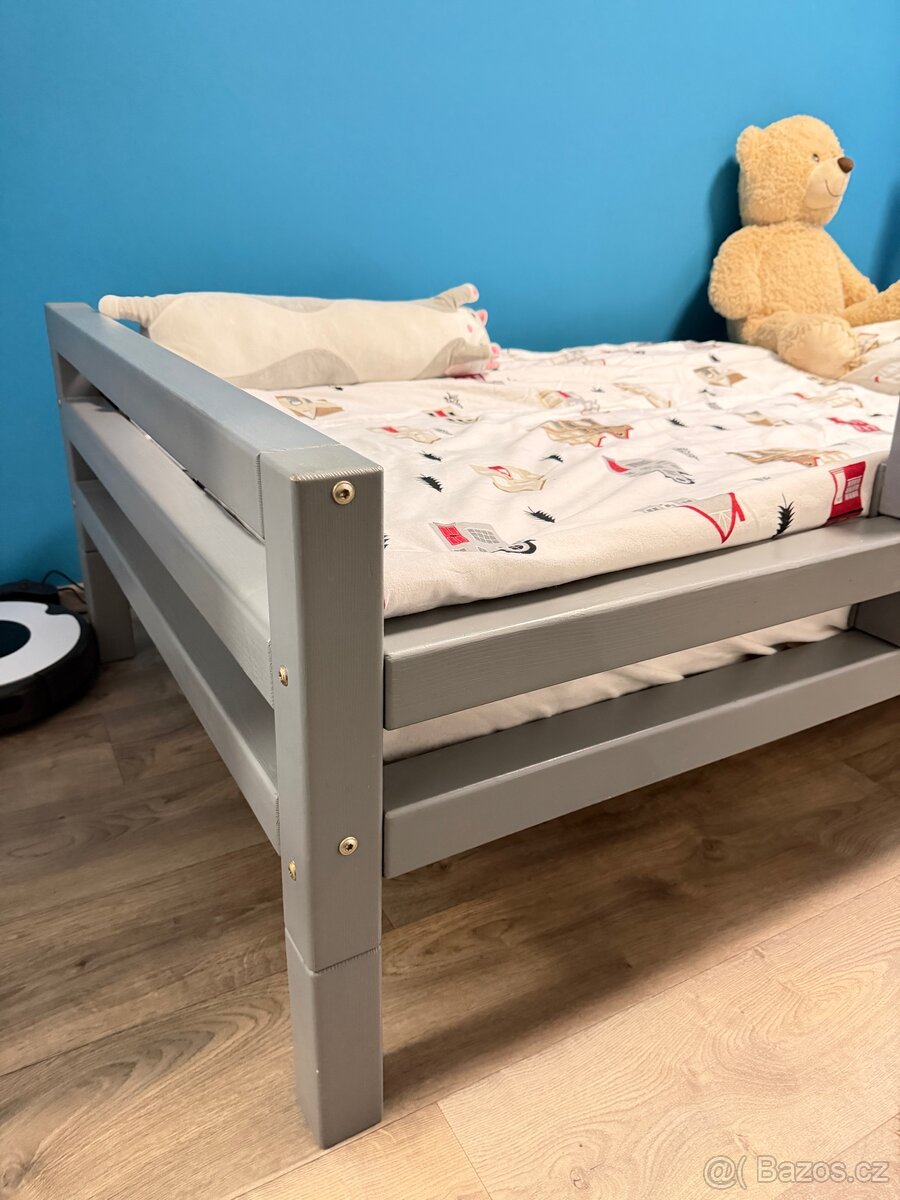 Dětská postel Benlemi Domeček, šedá, masiv, top stav - 5