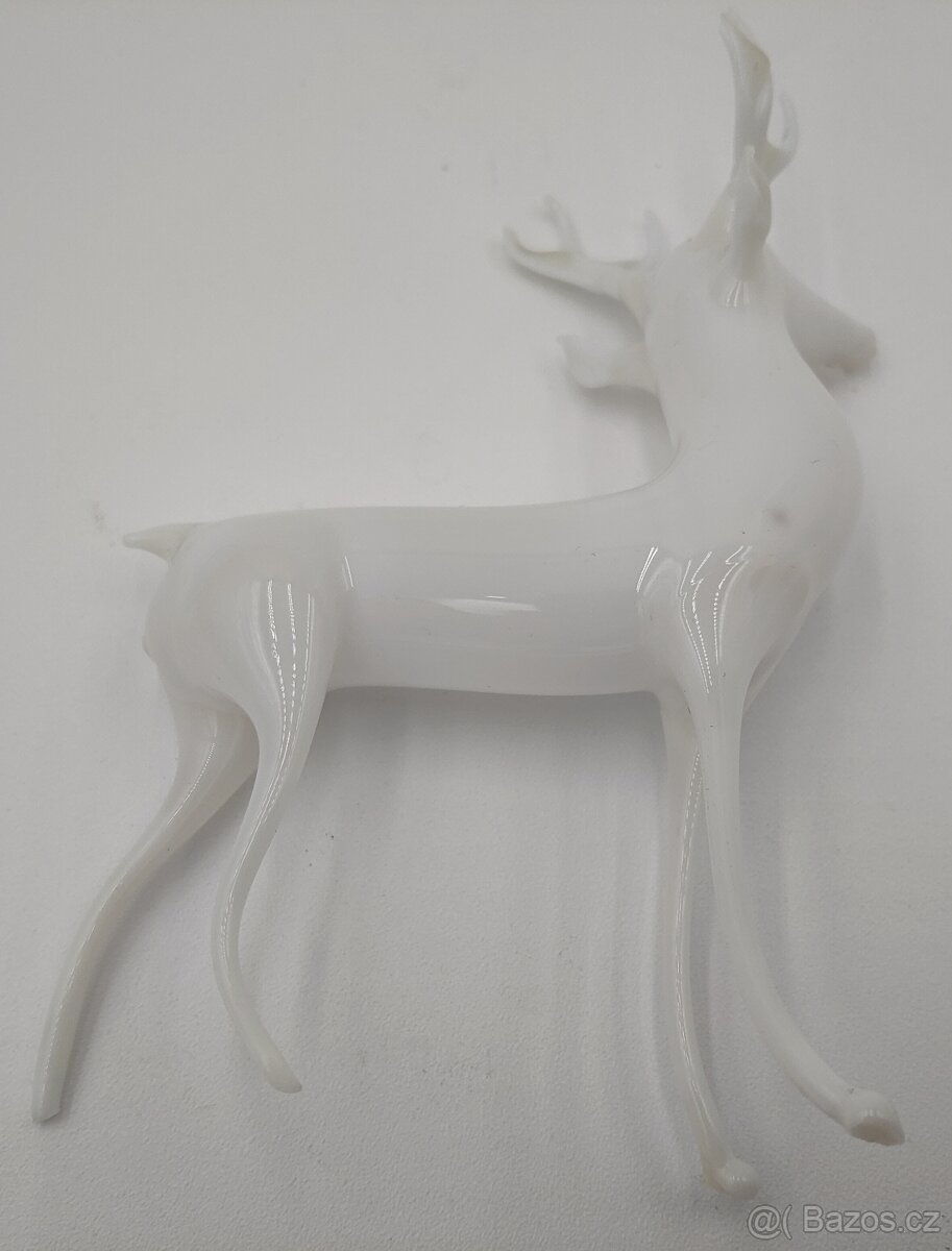 Luxusní skleněný foukaný Vánoční jelen 10cm - 5