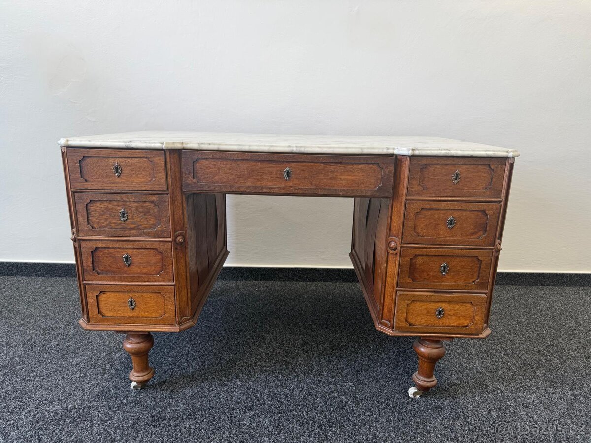 Starožitný stůl s mramorovou deskou - 5