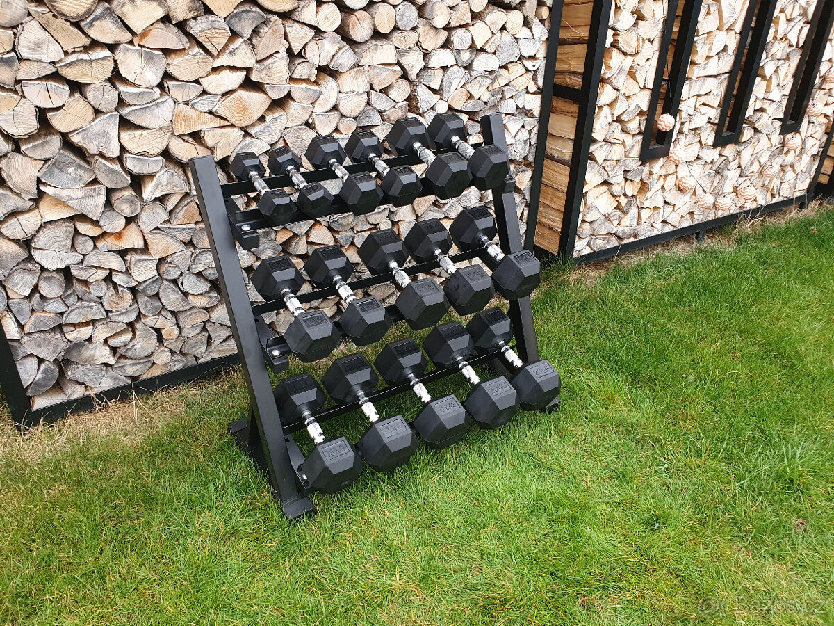 jednoruční činky sada 180kg HEXA (2,5-20kg) + STOJAN - 5