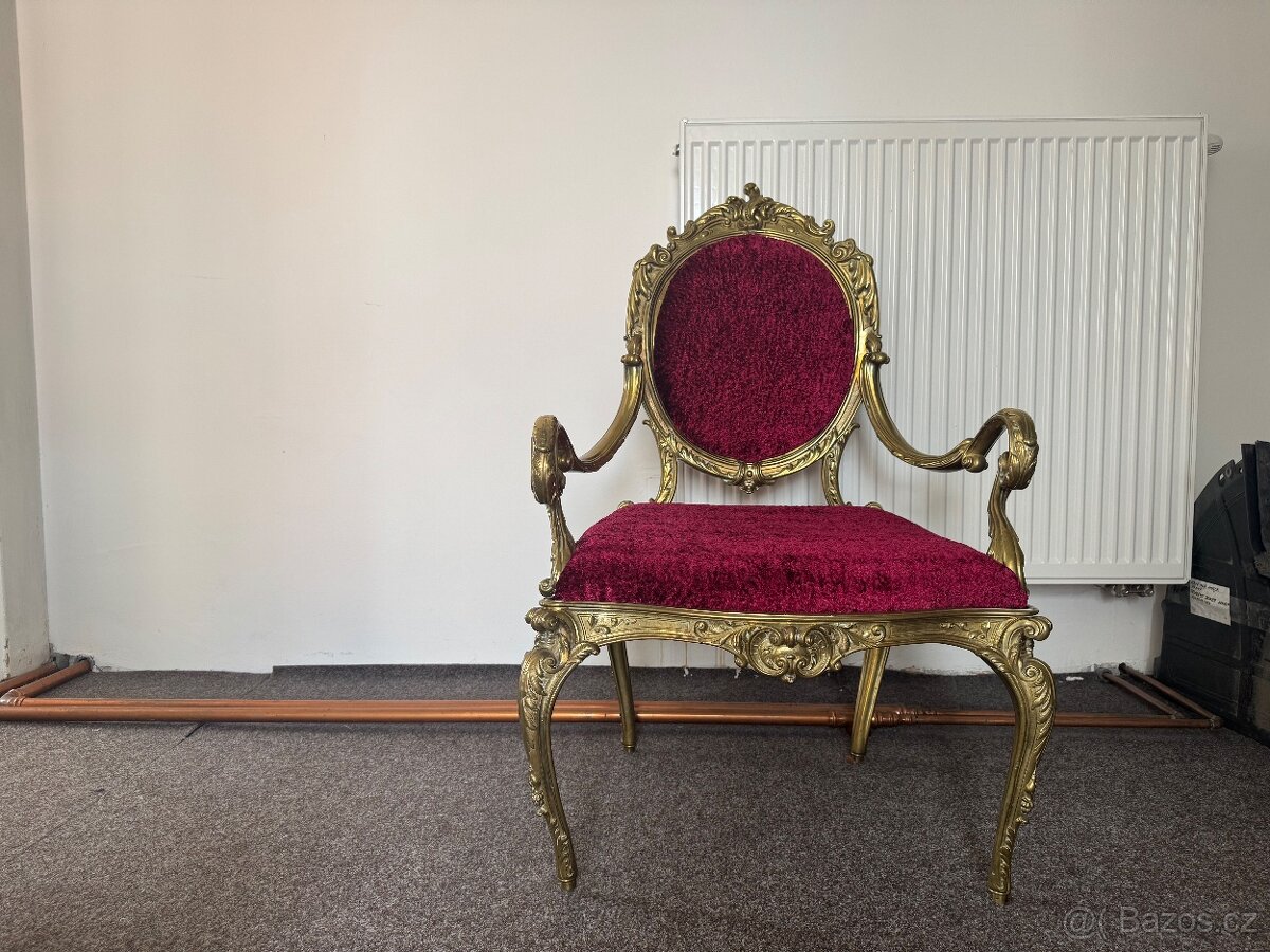 Starožitné mosazné křeslo - 5