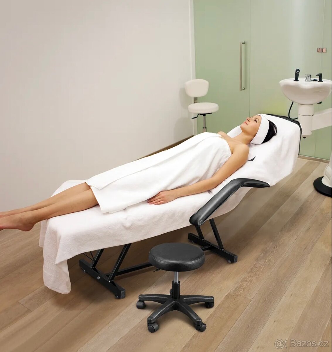 Kosmetické, tetovací masážní lehátko polohovací se stoličkou - 5