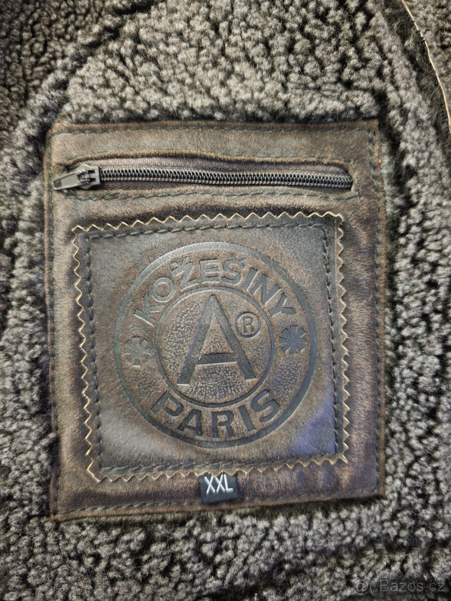 KOŽENÁ BUNDA S KOŽÍŠKEM - PILOTKA, NOVÁ S VISAČKOU - 5