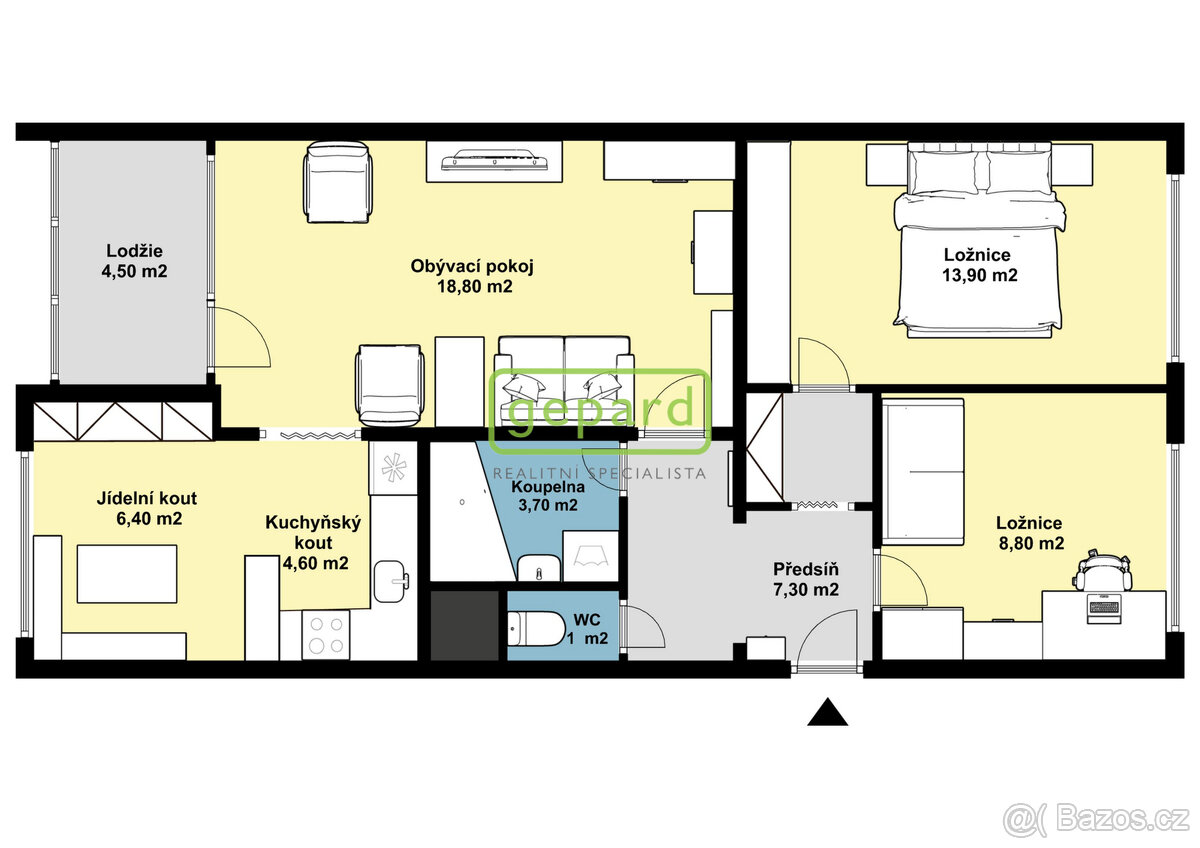 Pronájem zařízeného bytu 3+1 s lodžiíí u Ďáblického háje, Pr - 5