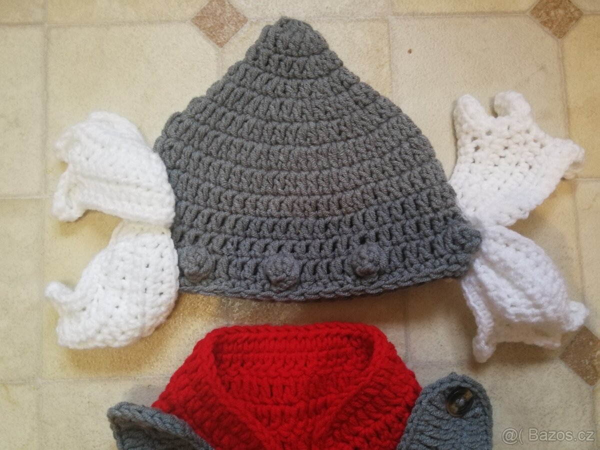 Háčkovaný/pletený obleček/kostým na Newborn focení - 5