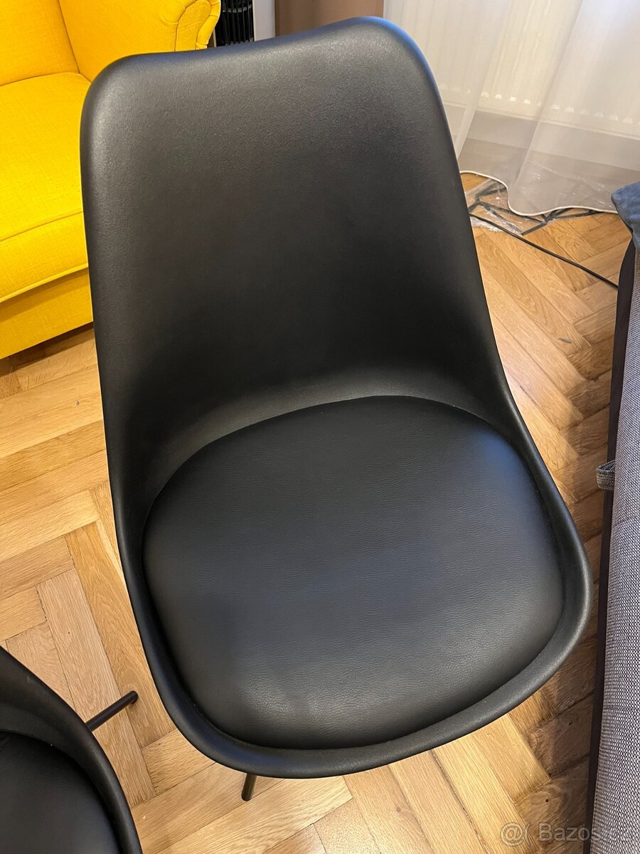 Moderní černé jídelní židle, sada 4ks, plast+kov+koženka - 5