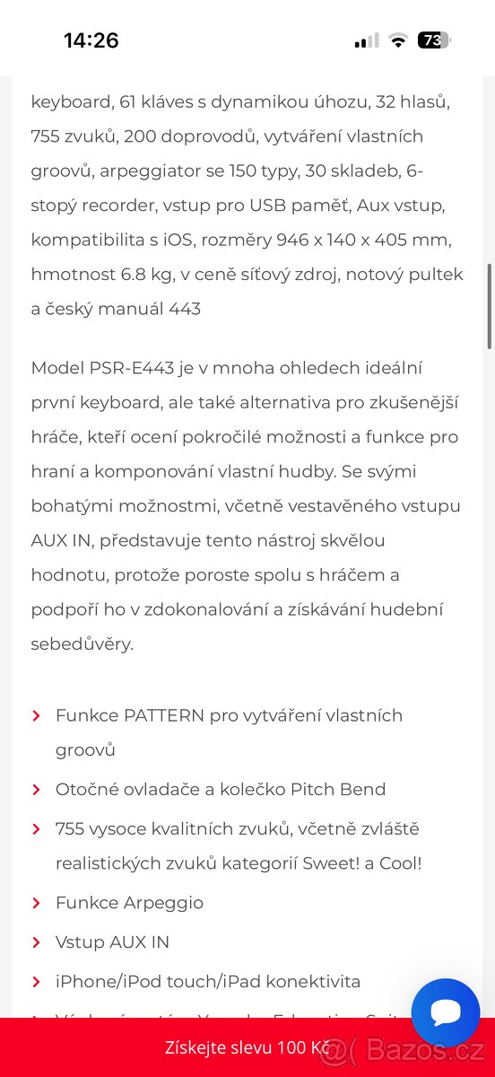 Klávesy yamaha PSR E443 - 5