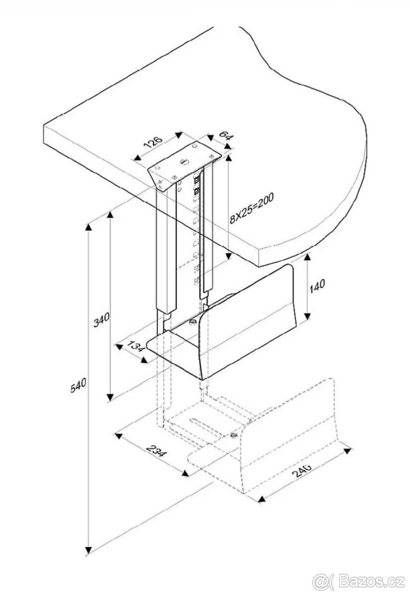 Roline Držák PC pod desku stolu, černý - 5