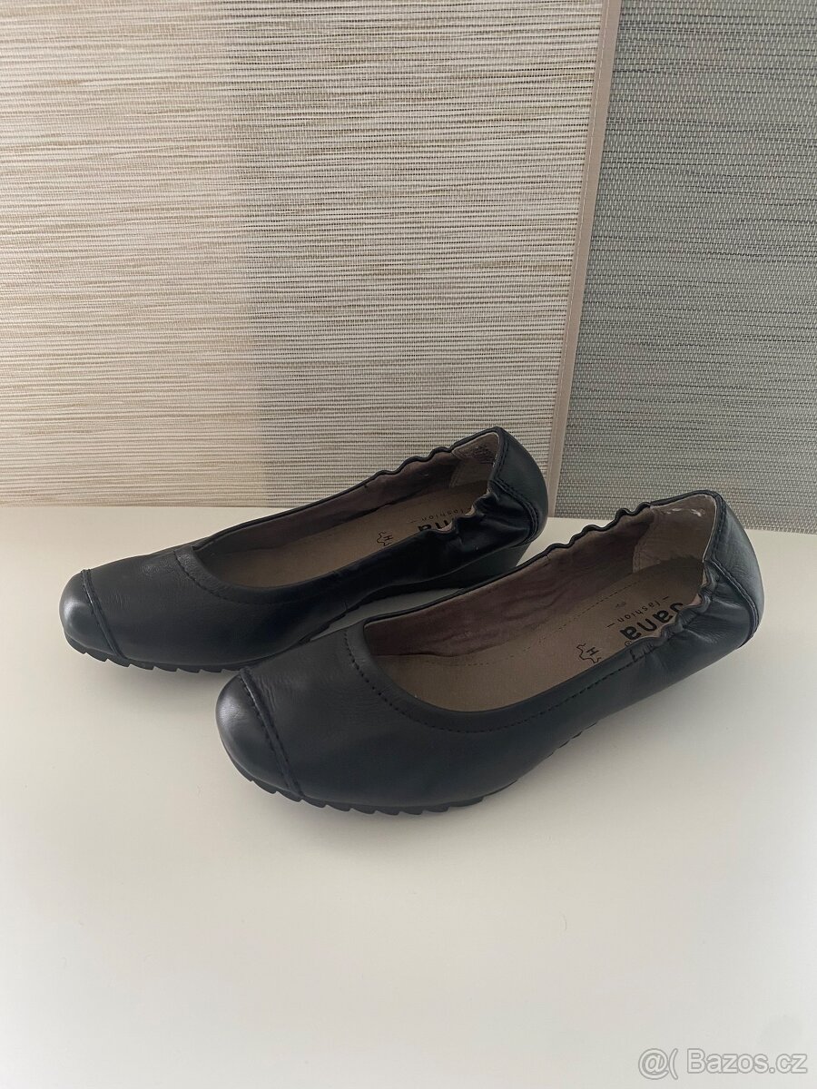 Černé kožene boty na klínku - 5