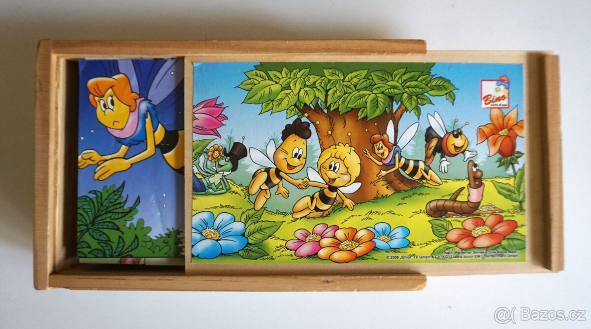 Dřevěné kostky v krabičce,Včelka Mája, 48ks (Bino) - 5