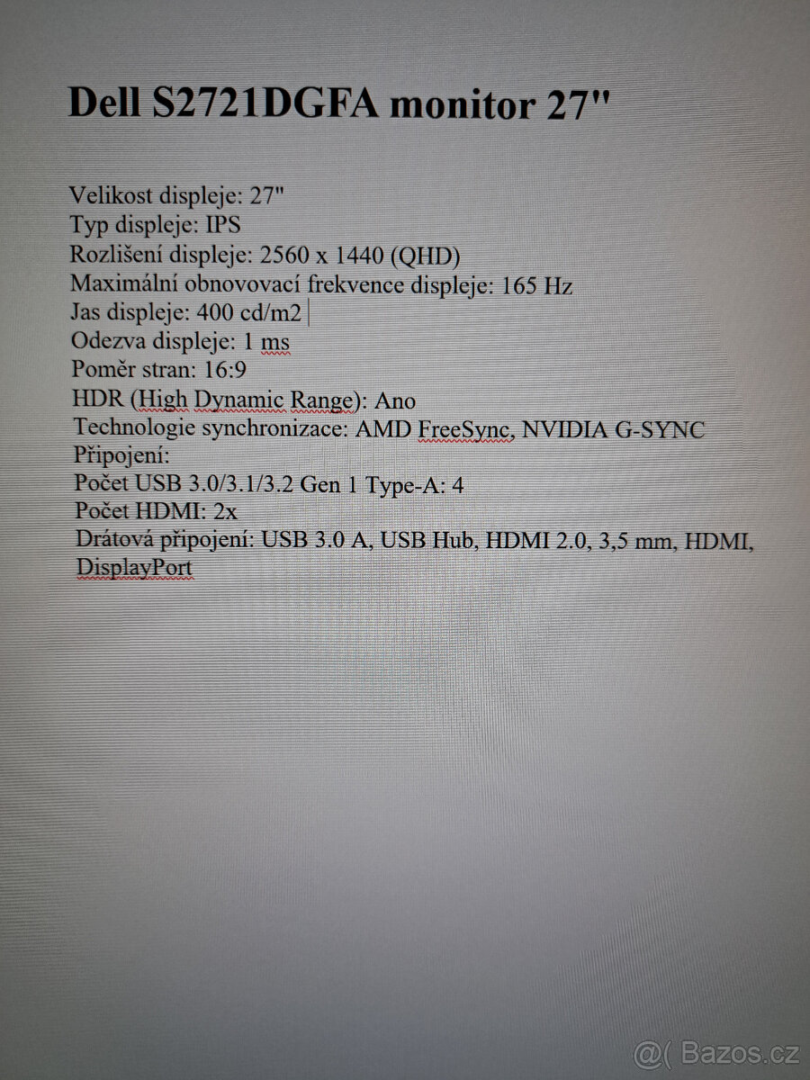 Monitor herní 27" Dell S2721DGFA - 5