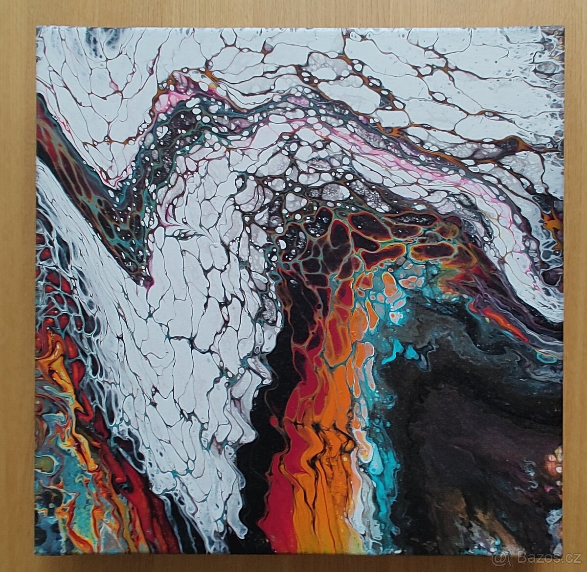 ABSTRAKTNÍ AKRYLOVÝ RUČNĚ MALOVANÝ OBRAZ,50×50×6,5 cm - 5